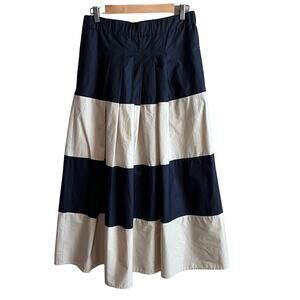 Sills Cotton Pleated Midi Skirt Black Tan 8